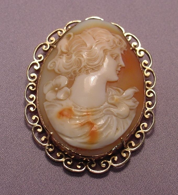 Brooches Necklace
 Antique 14k Frame Cameo Pendant Necklace Brooch