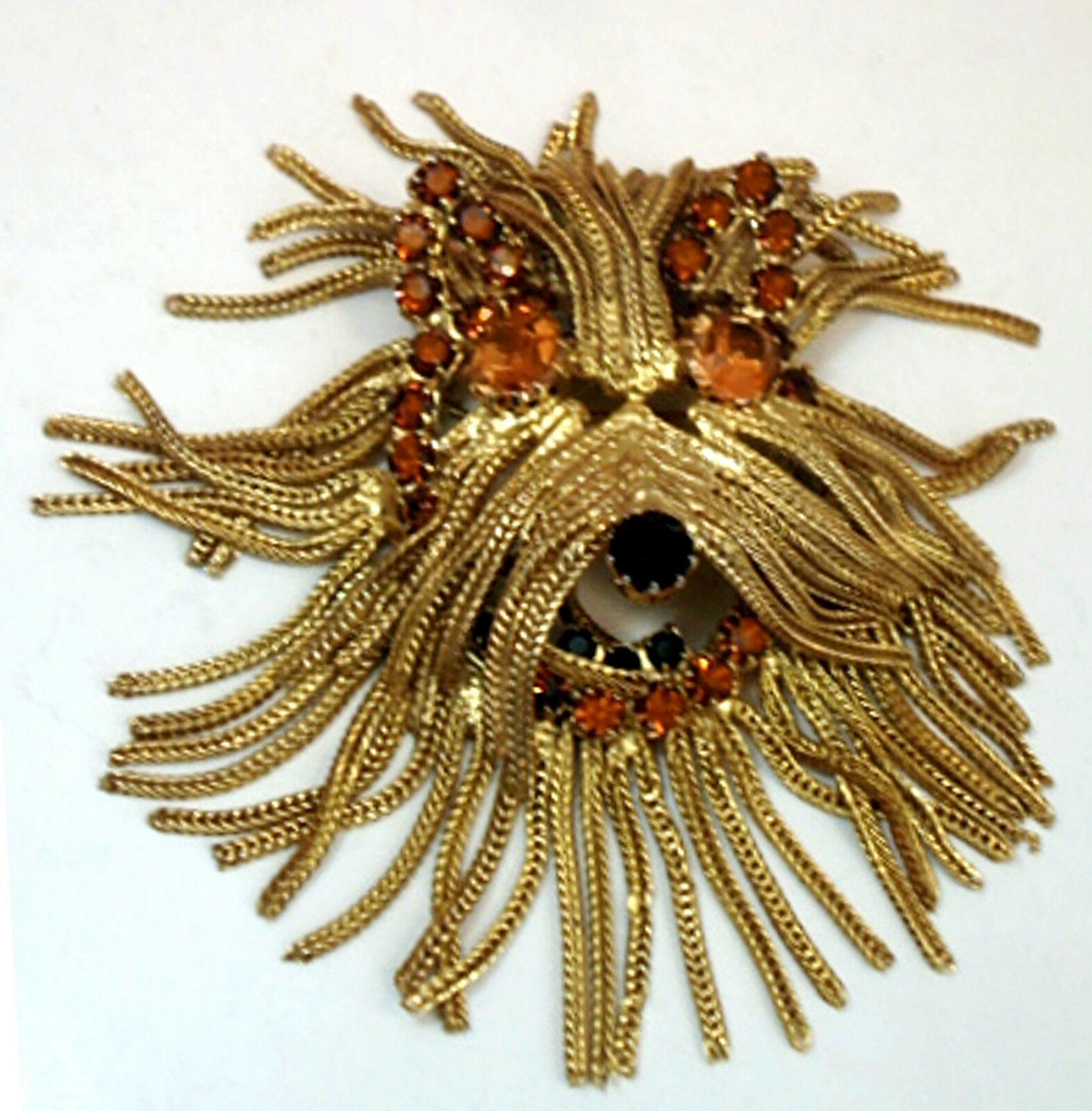 Brooches Necklace
 Vintage Costume Jewelry Shaggy Dog Fringed Pin Brooch