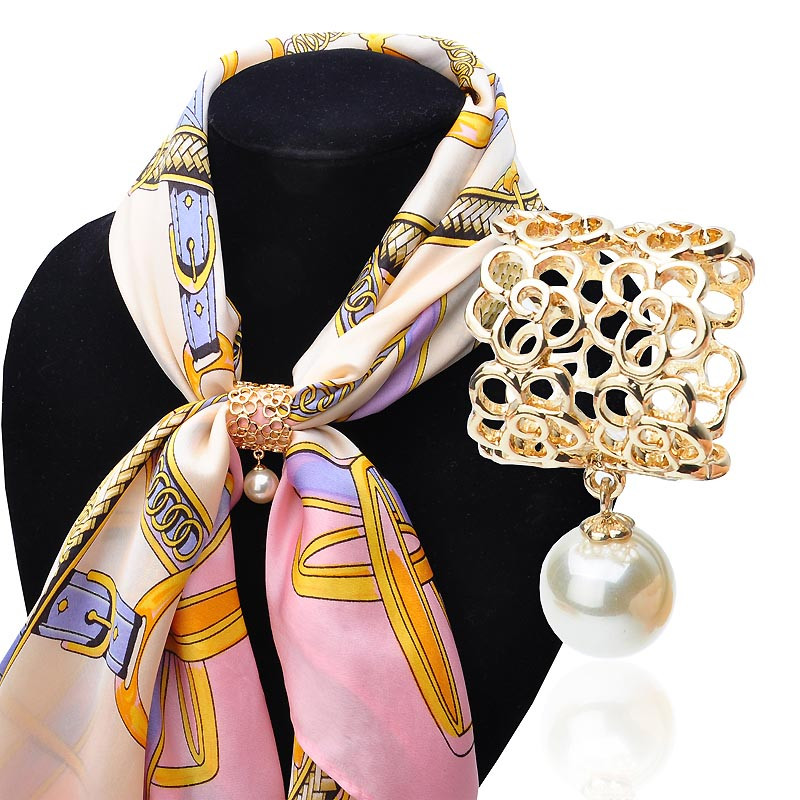 Brooches Scarf
 Vintage Scarf Clasp Brooches Tube Hollow Scarves Clip