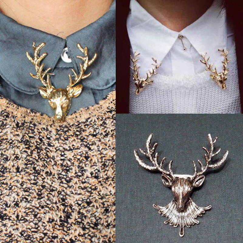 Brooches Scarf
 LNRRABC Fashion Golden&Bronze Deer Antlers Head Pins And