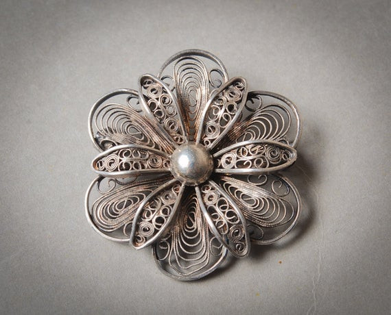 Brooches Silver
 Items similar to Vintage sterling silver filigree brooch
