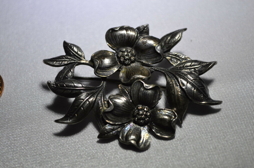 Brooches Silver
 Vintage Signed CINI Sterling Silver Floral Flower Brooch