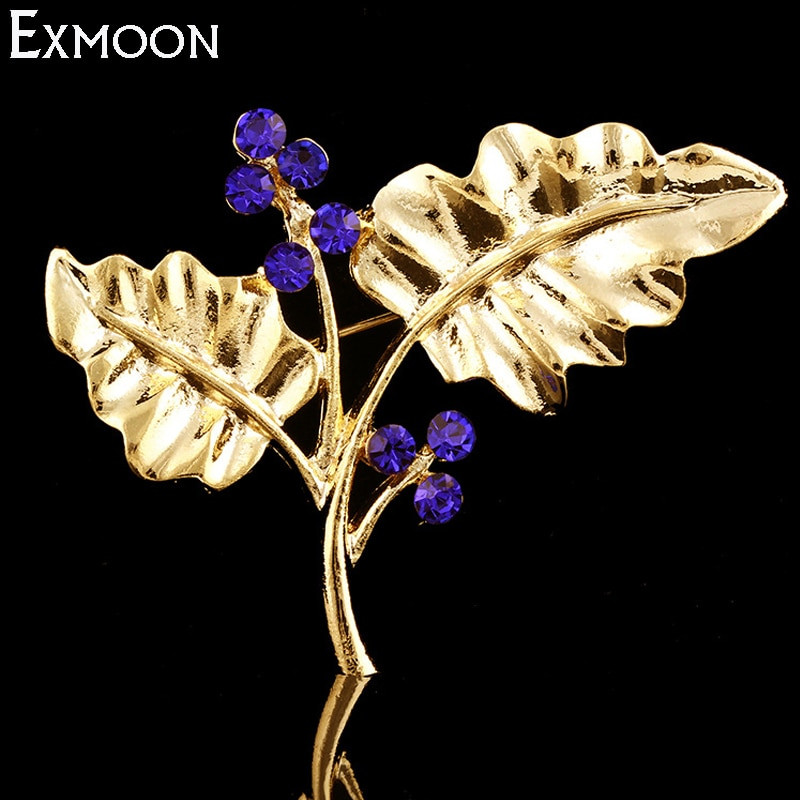Brooches Simple
 EX MOON 3PCS Women Crystal Rhinestone Leaf Flower Brooch