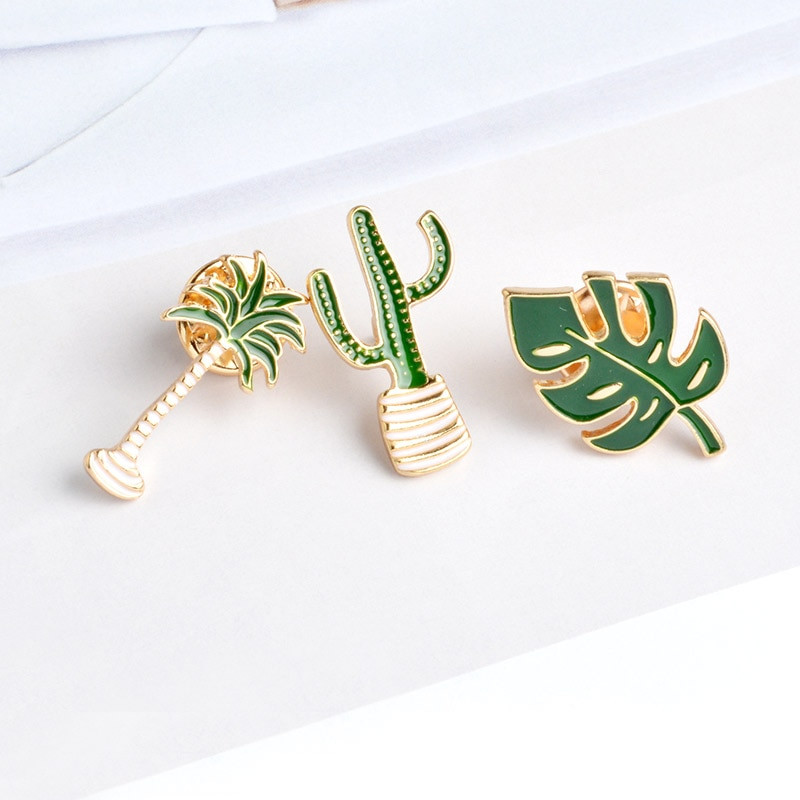 Brooches Simple
 Simple Cartoon Green Plant Coconut Tree Mexican Cactus