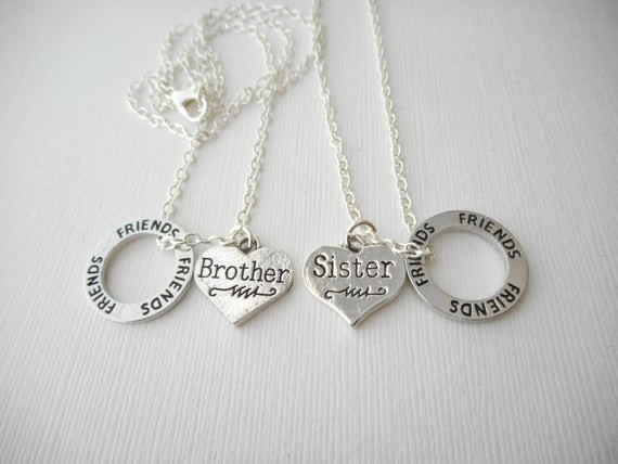 Brother And Sister Necklace
 2 Brother Sister Friends Necklaces brother sister necklace