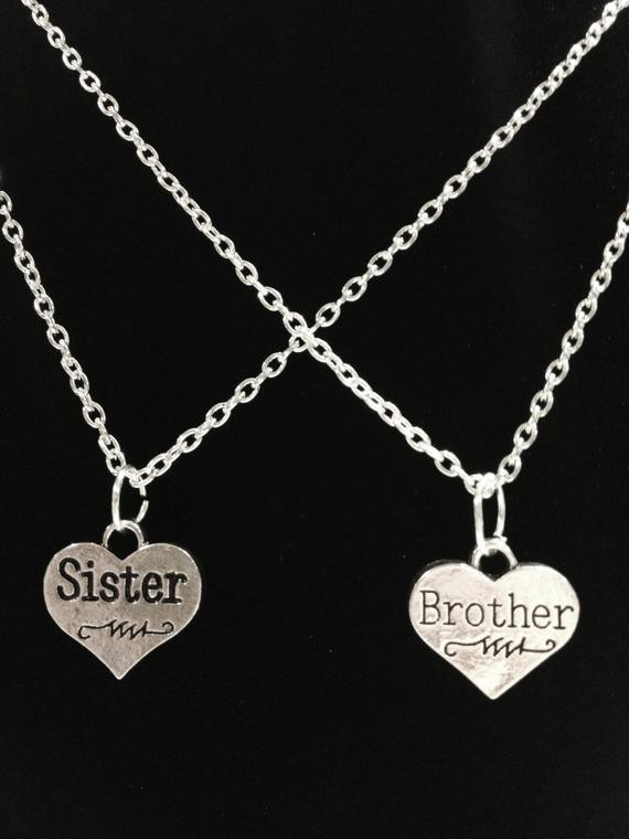 Brother And Sister Necklace
 2 Necklaces Brother Sister Siblings Family Love Necklace Set