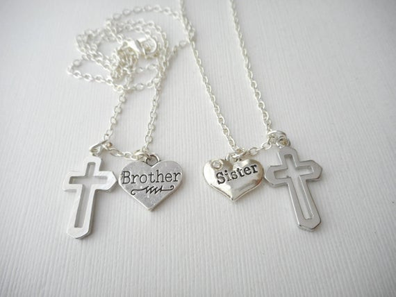 Brother And Sister Necklace
 2 Brother Sister Cross Best Friend Necklaces Brother and