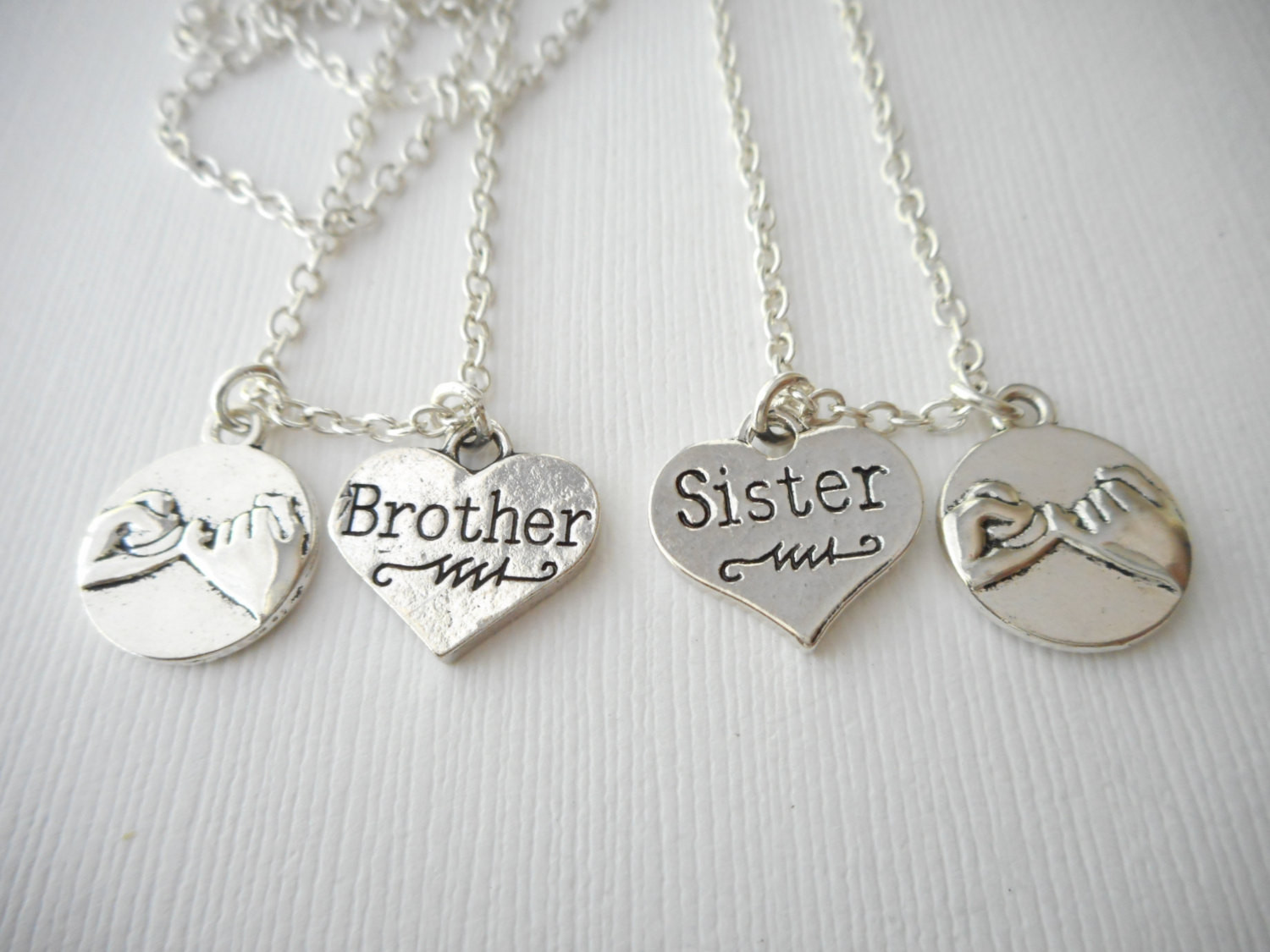 Brother And Sister Necklace
 2 Pinky Promise Brother Sister Best Friend Necklaces Pinky
