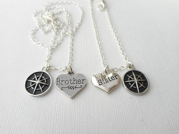 Brother And Sister Necklace
 2 Brother Sister pass Best Friend Necklaces by HazelSarai