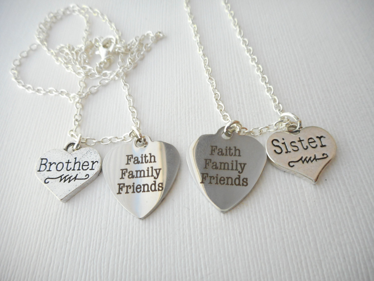 Brother And Sister Necklace
 2 Brother Sister Faith Family Friends Best Friend Necklaces