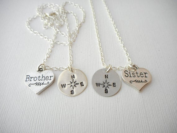 Brother And Sister Necklace
 2 Brother Sister pass Best Friend Necklaces Brother