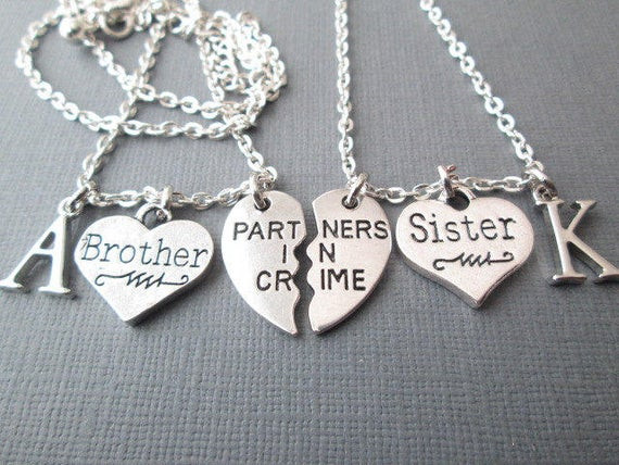 Brother And Sister Necklace
 Items similar to 2 Brother Sister Partners in Crime