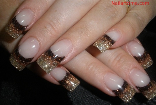 Brown And Gold Nail Designs
 50 Most Beautiful Glitter French Tip Nail Art Design Ideas
