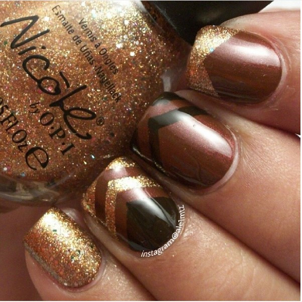 Brown And Gold Nail Designs
 25 Most Beautiful Light Brown Nail Art Ideas