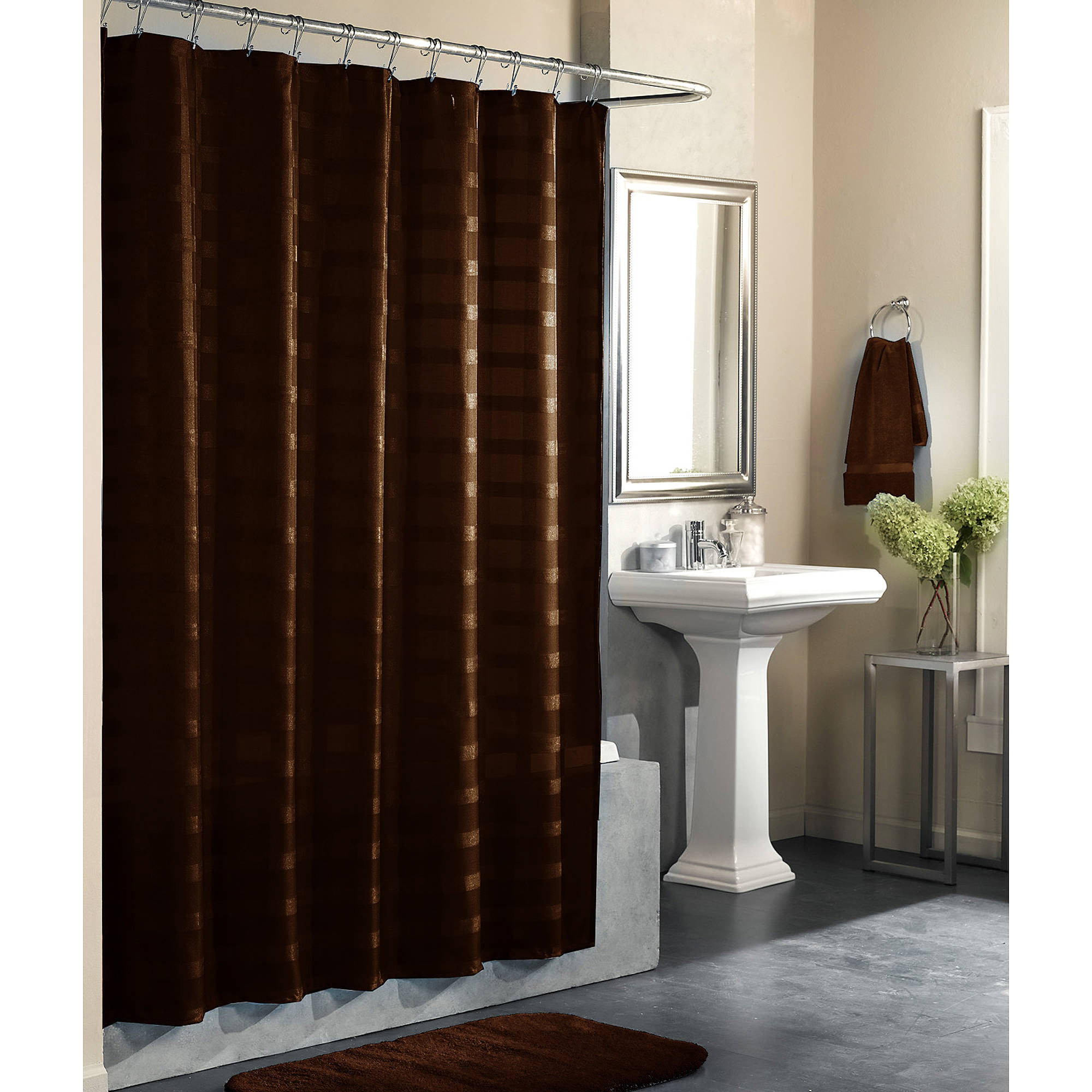 Brown Bathroom Shower Curtains
 Mainstays Odyssey Solid Color Shower Curtain Costa Brown