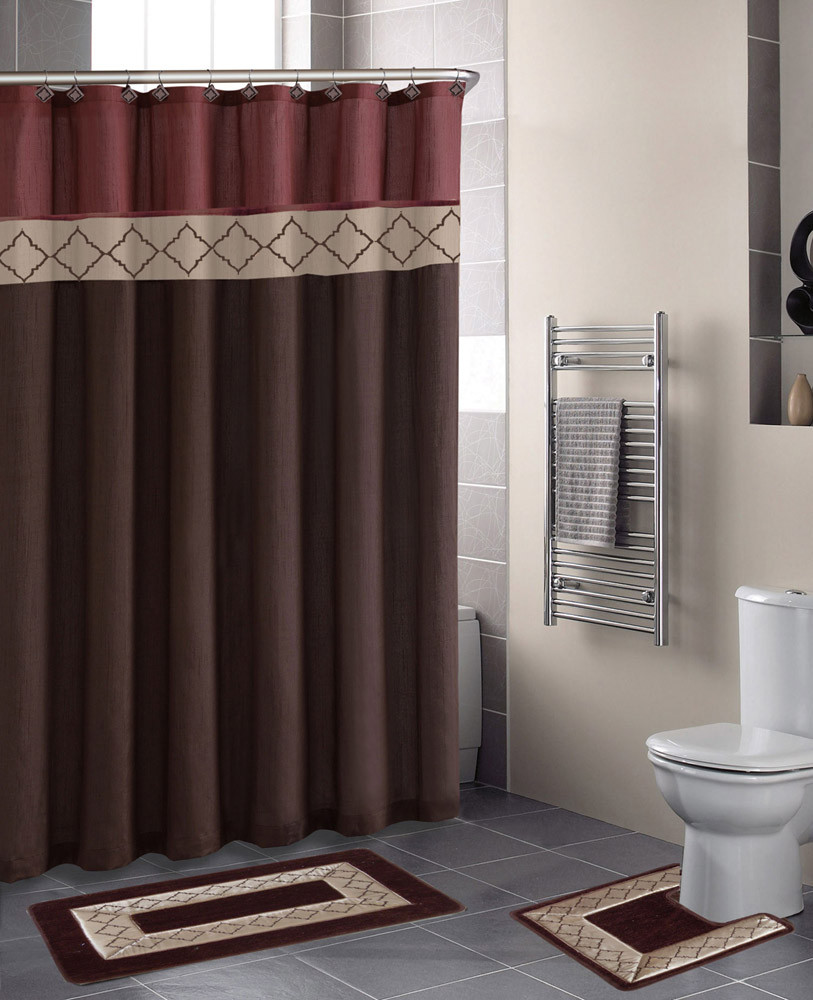 Brown Bathroom Shower Curtains
 Home Dynamix Designer Bath Shower Curtain and Bath Rug Set