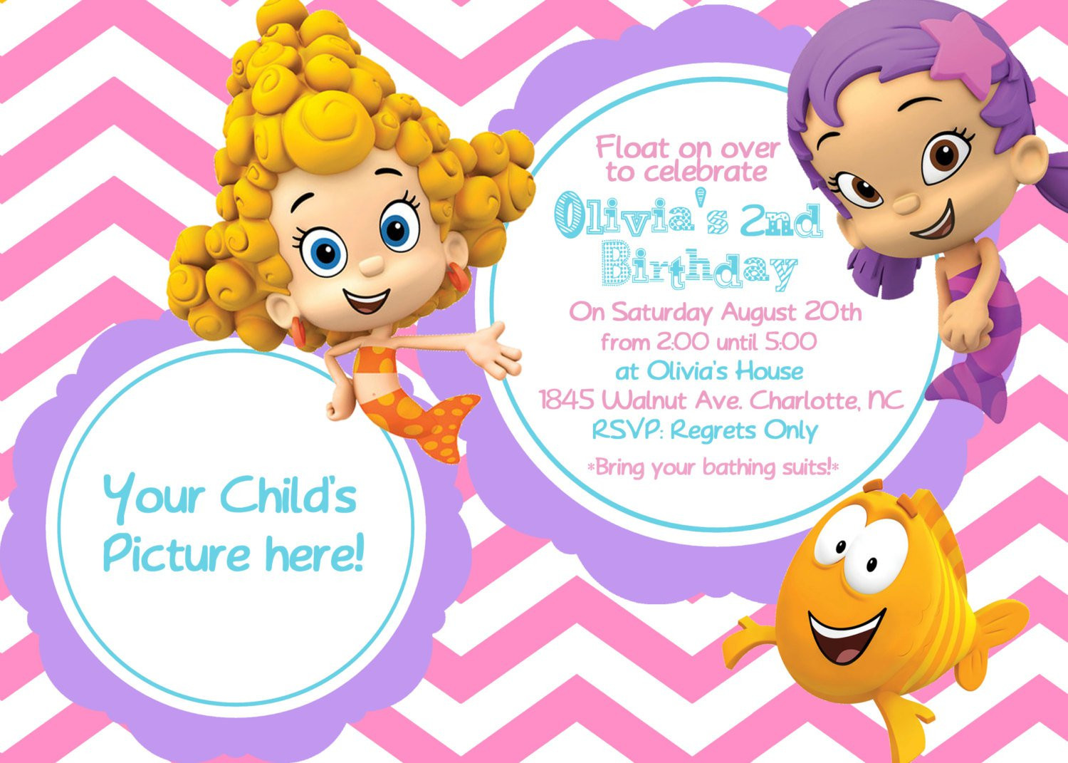 Bubble Guppies Birthday Invitation
 Bubble Guppies 1st Birthday Invitations