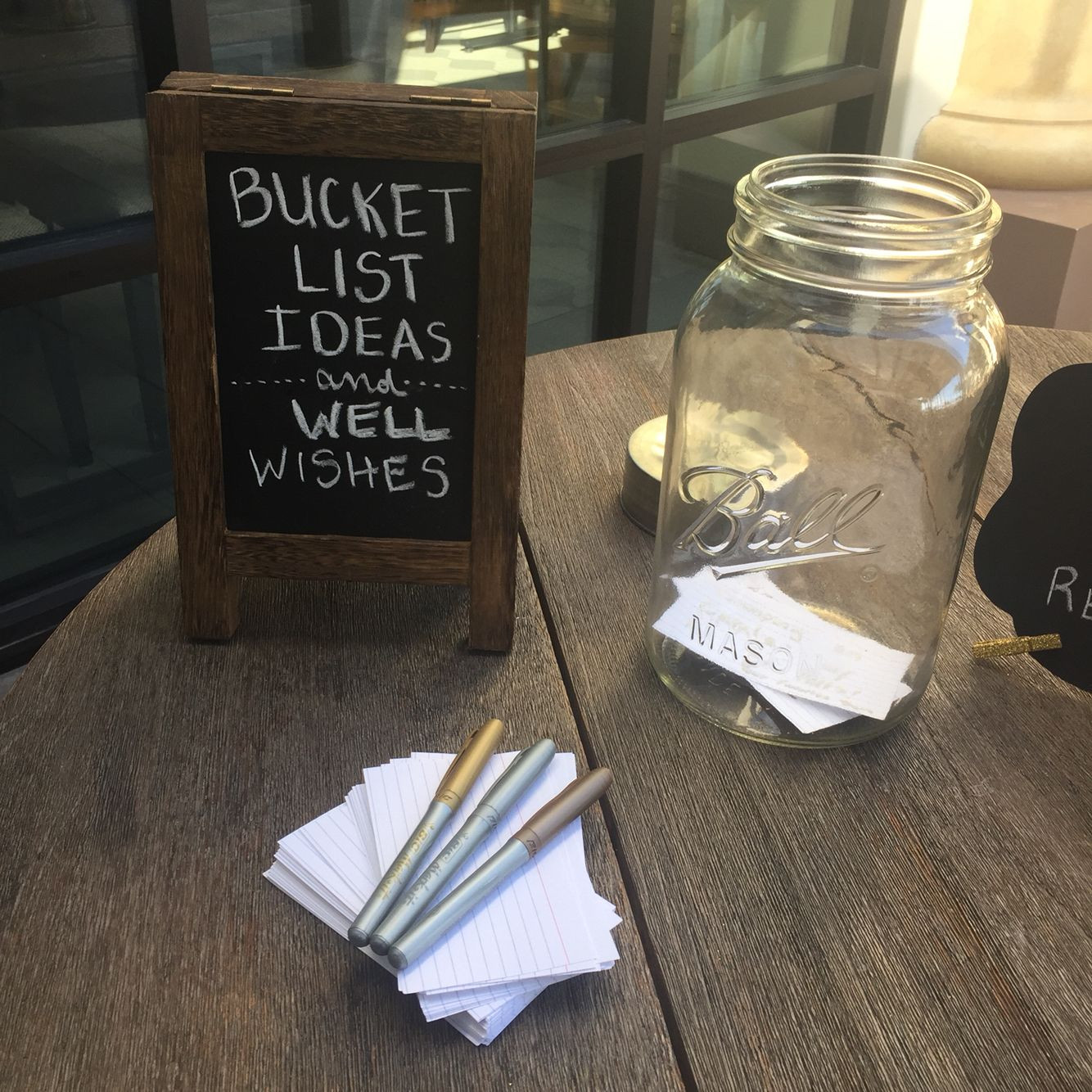 Bucket List Retirement Party Ideas
 Retirement party bucket list chalkboard well wishes mason