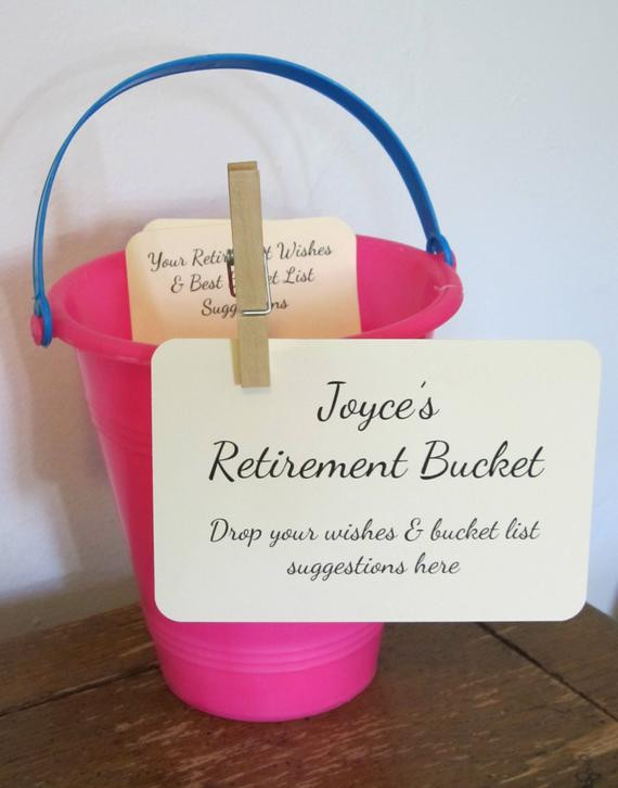 Bucket List Retirement Party Ideas
 Retirement Bucket Instruction Card for Retirement Party Wish