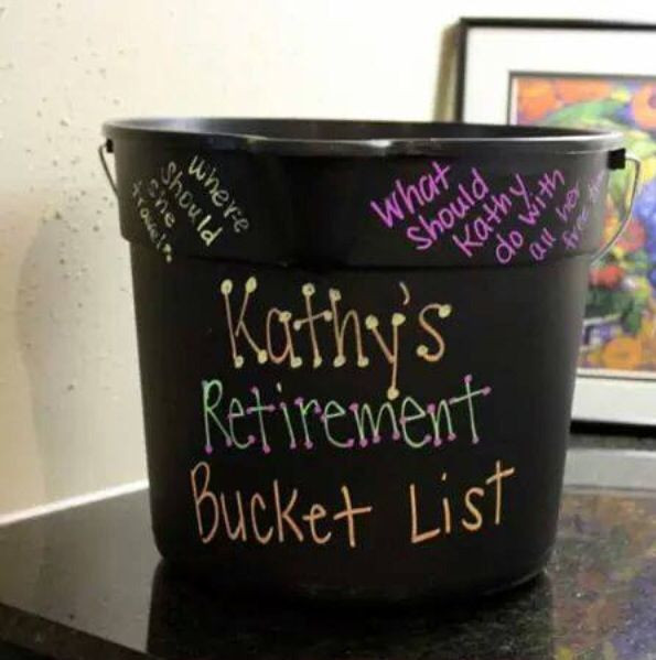 Bucket List Retirement Party Ideas
 Teacher retirement bucket list for guest to fill out She