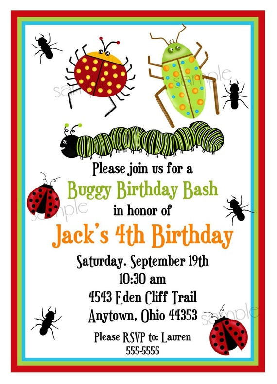 Bug Birthday Party Invitations
 Bug Invitations Bugs Insects Camping Ladybugs Ants