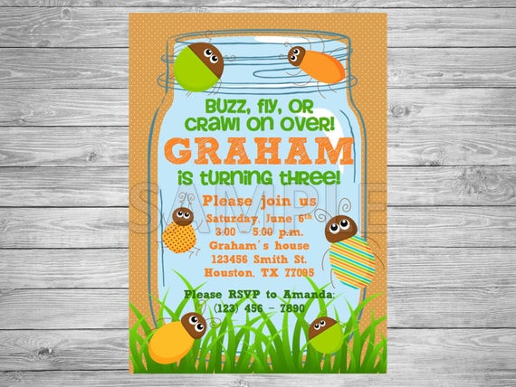 Bug Birthday Party Invitations
 Bug Birthday Party Invitation Insect Birthday by SimplyPRINTly