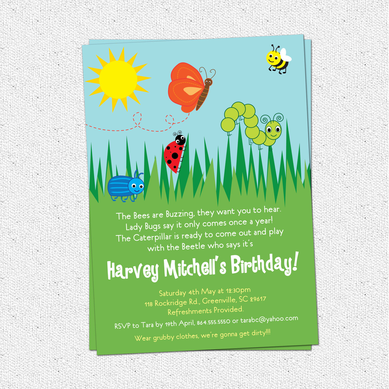 Bug Birthday Party Invitations
 Bug Insects Birthday Party Invitations Summer Butterfly