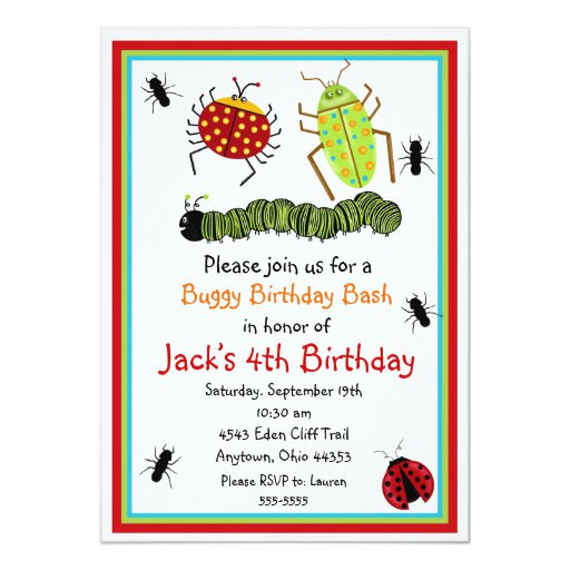 Bug Birthday Party Invitations
 Bugs Birthday Invitations