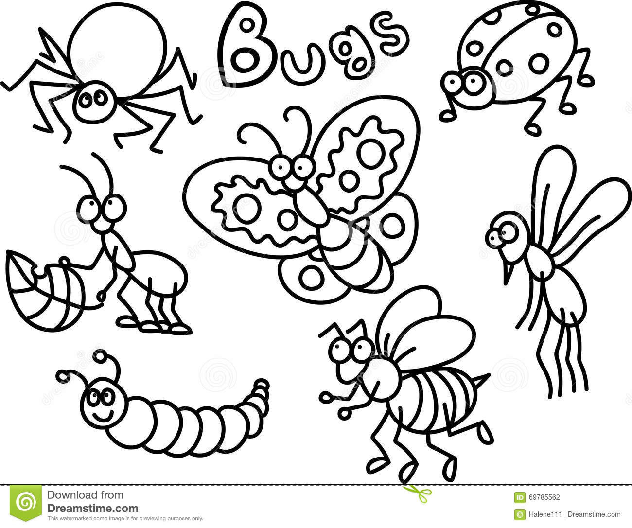Bug Coloring Pages For Kids
 Bugs Coloring page stock illustration Illustration of