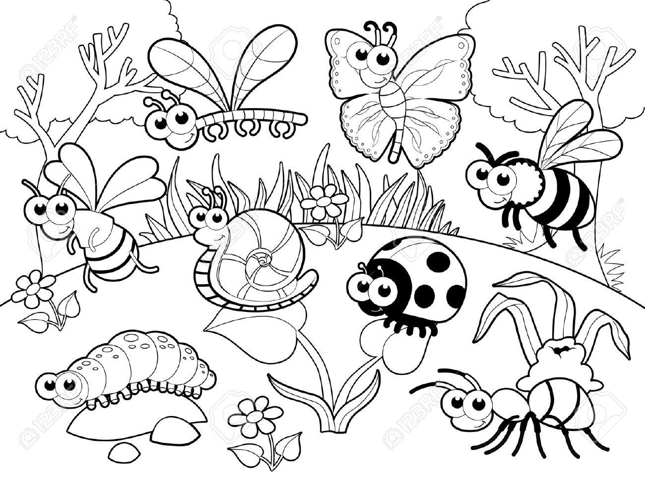 Bug Coloring Pages For Kids
 Resultado de imagen de fichas de insectos para relacionar