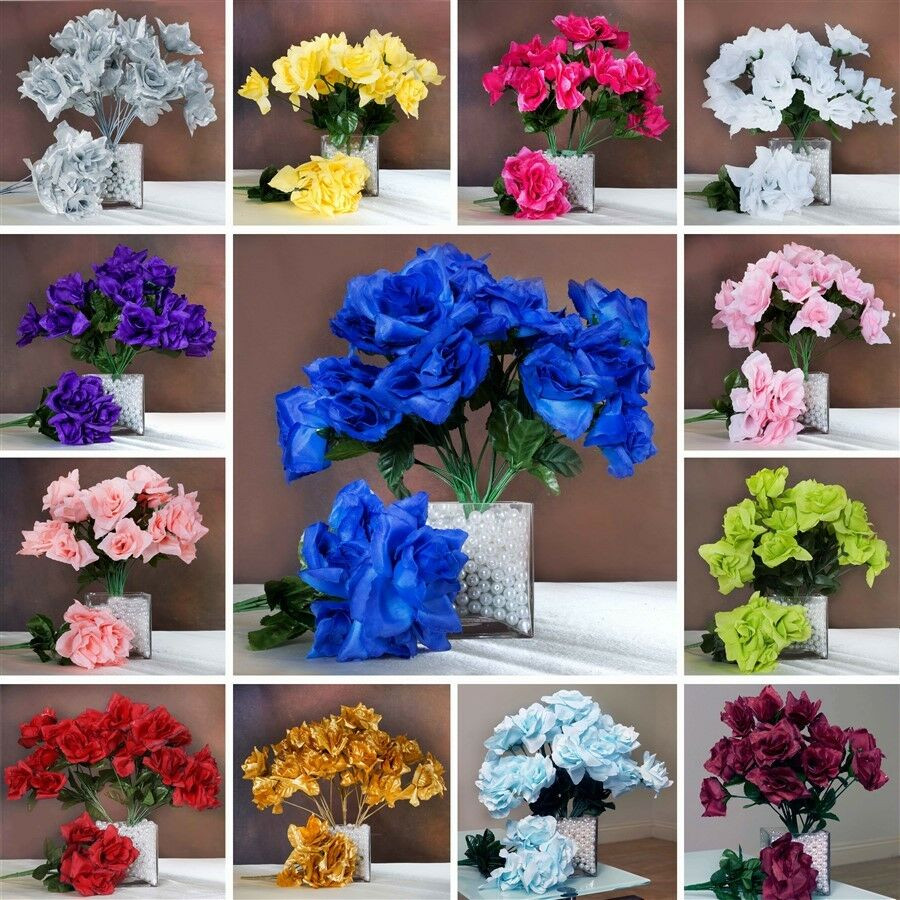 Bulk Flowers For Wedding
 168 Silk OPEN ROSES WEDDING Bouquets FLOWERS Centerpieces