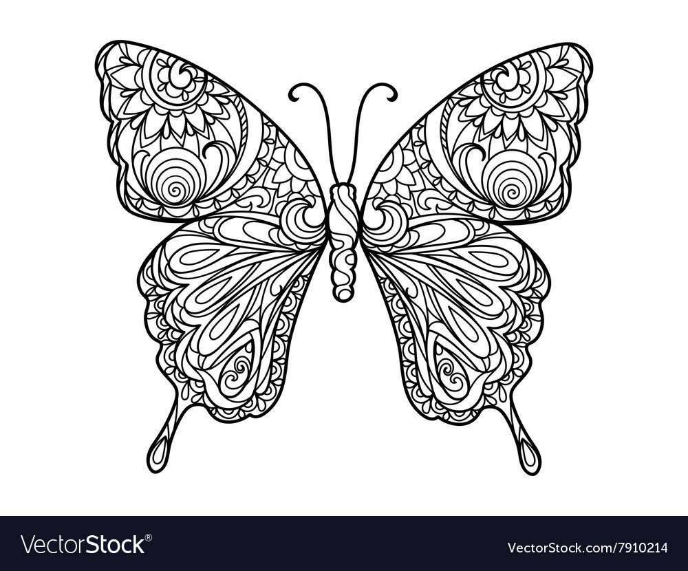 Butterfly Coloring Book For Adults
 Butterfly coloring book for adults Royalty Free Vector Image