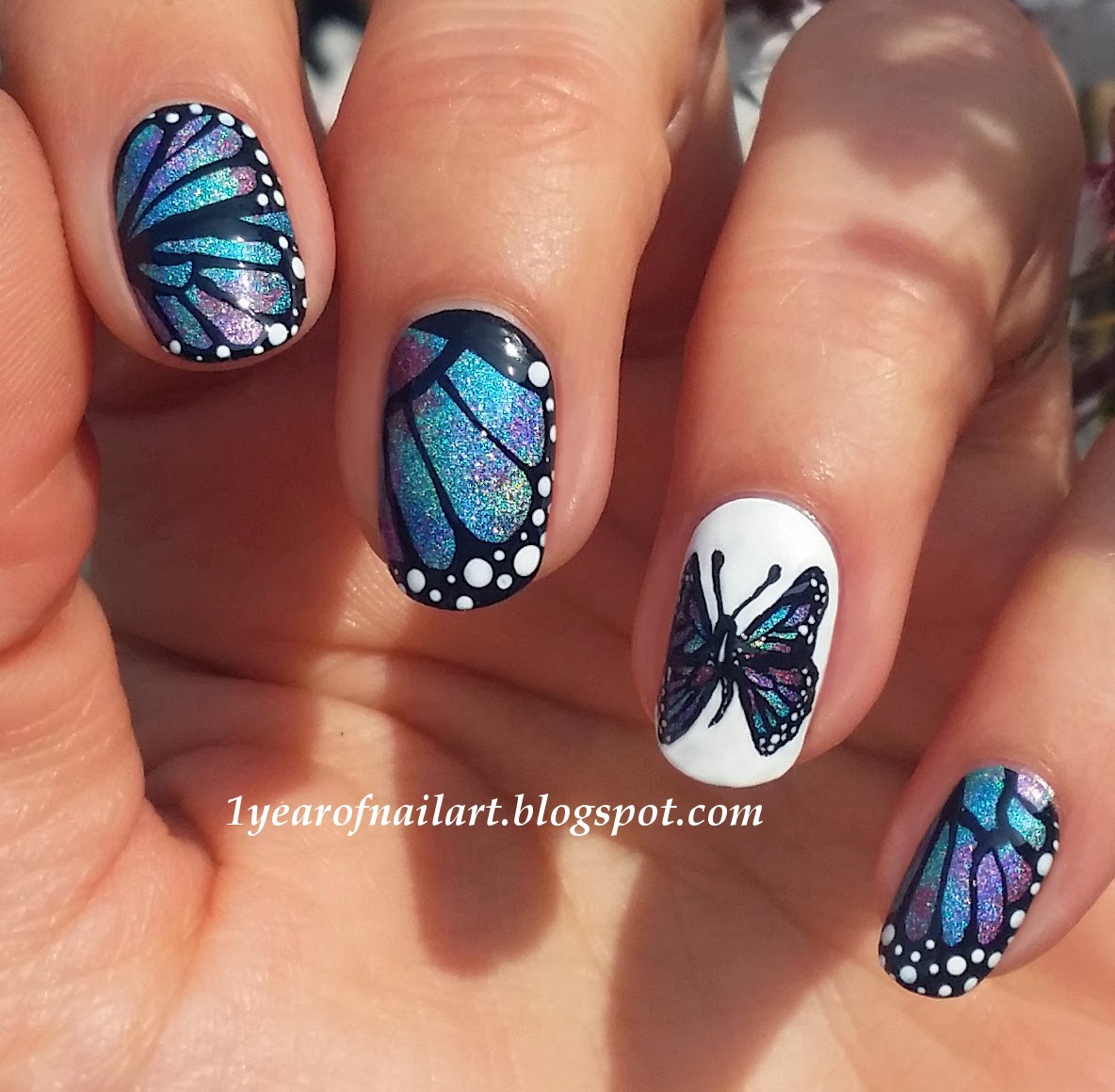 Butterfly Nail Art Designs
 365 days of nail art Butterfly nails