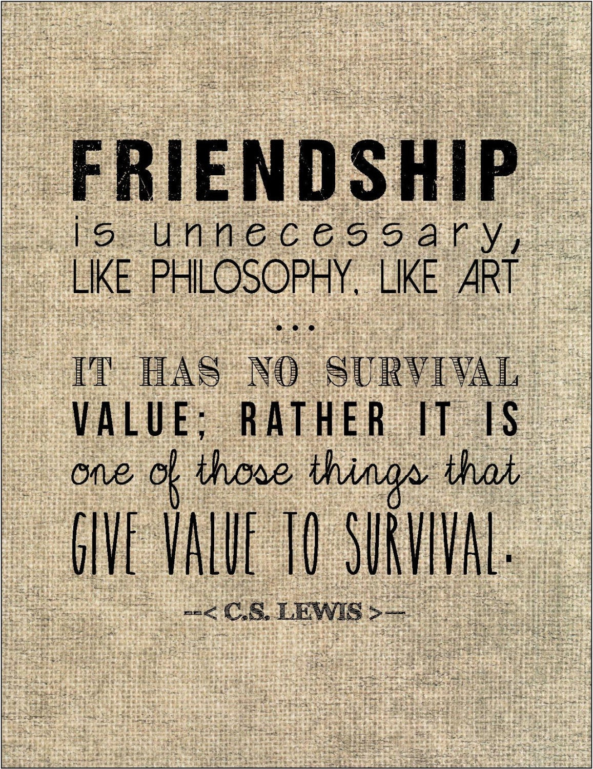 C.S Lewis Quotes On Friendship
 C S Lewis friendship quote typography print birthday t for