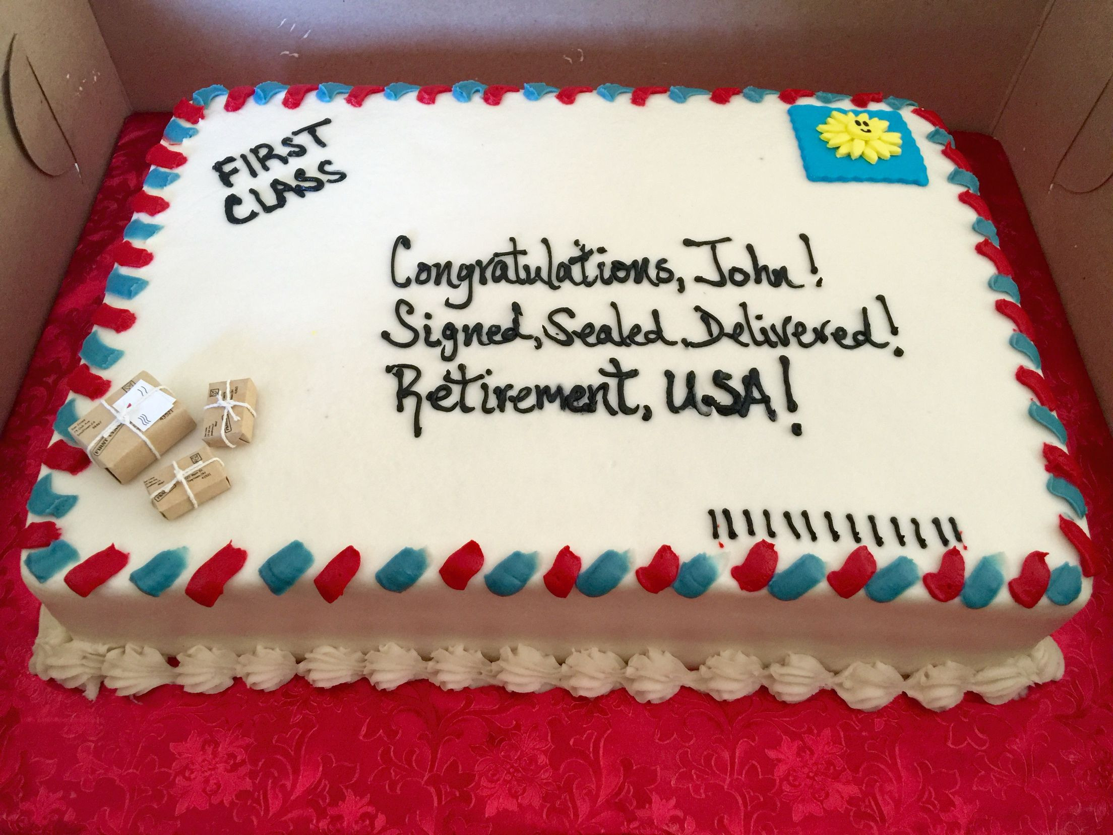 Cake Decorating Ideas For Retirement Party
 Simple decorating idea for a cake for a mailman