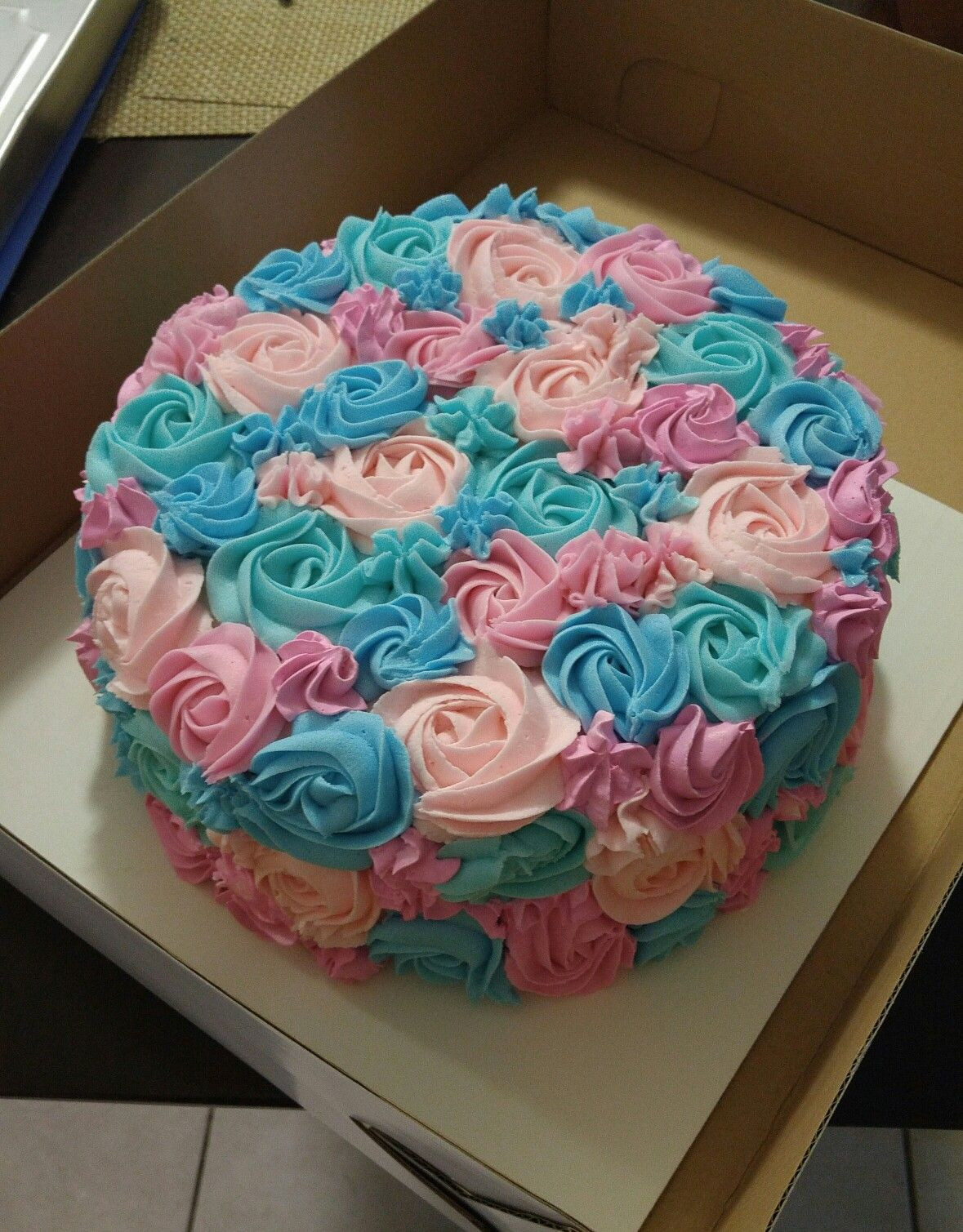 Cake Ideas For Gender Reveal Party
 Pink and Blue Rosettes Gender Reveal Cake