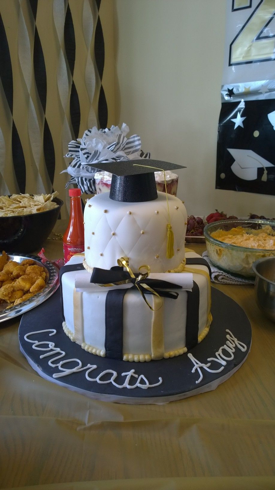 Cake Ideas For Graduation Party
 Gold and black grad cake for a dear friend s high school