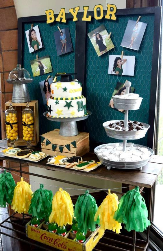 Cake Ideas For Graduation Party
 Cool dessert table at a Baylor University graduation party
