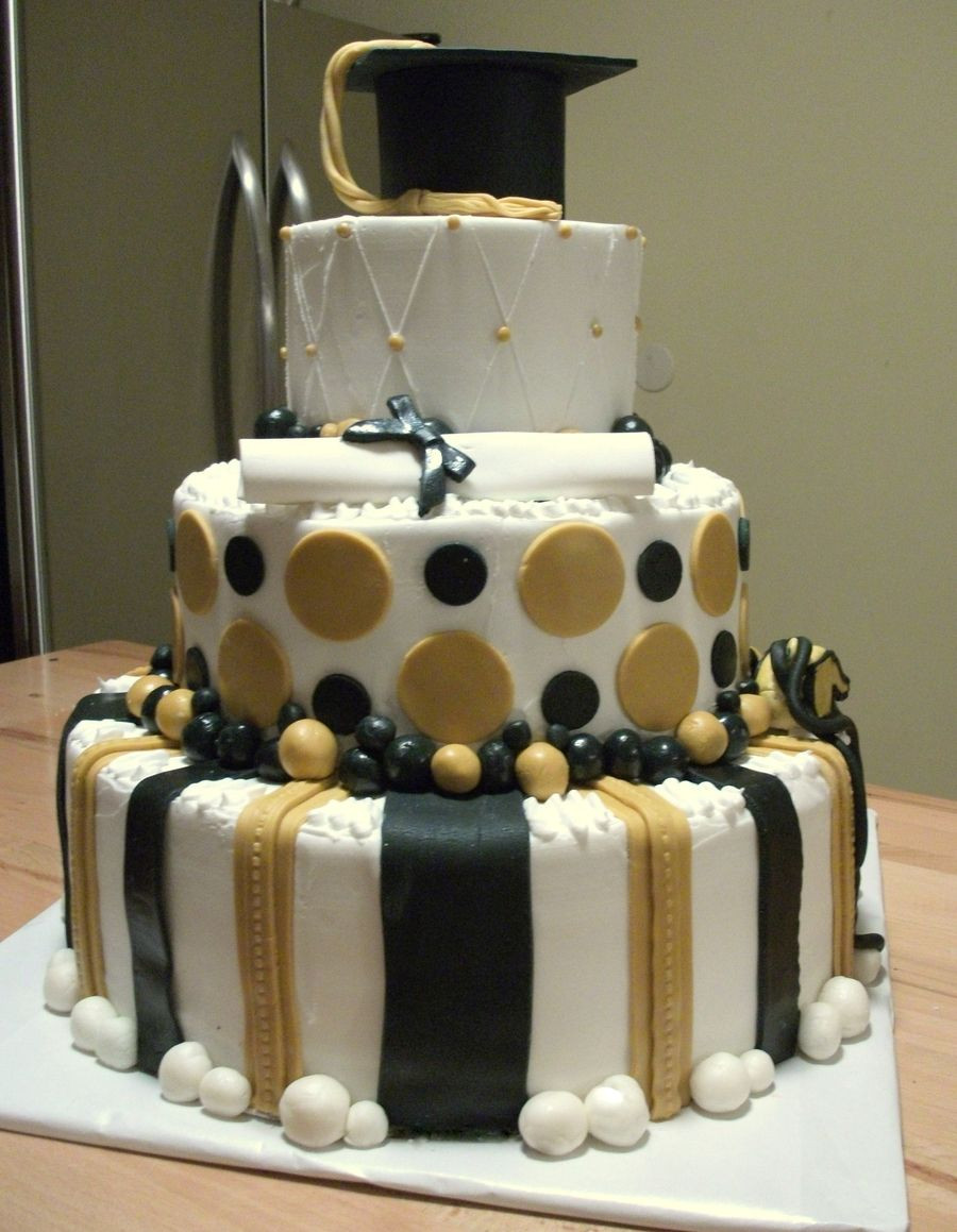 Cake Ideas For Graduation Party
 Black and gold graduation cake