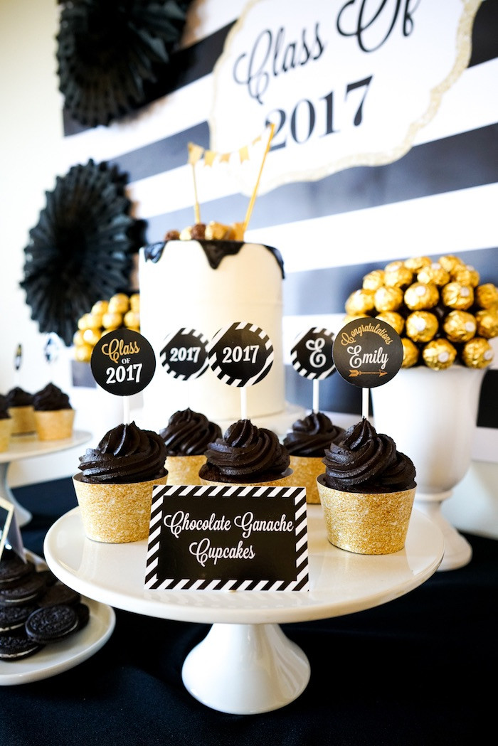 Cake Ideas For Graduation Party
 Kara s Party Ideas "Be Bold" Black & Gold Graduation Party