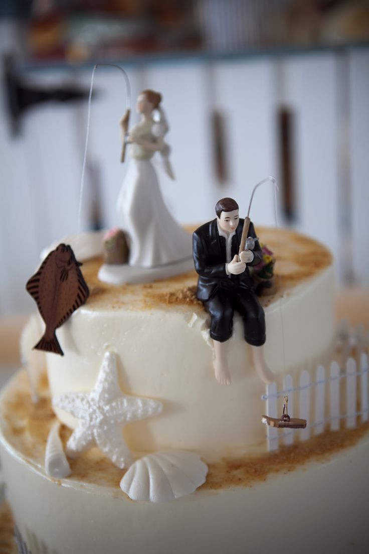 Cake Toppers For Weddings
 Fishing Cake toppers from our wedding bride with halibut