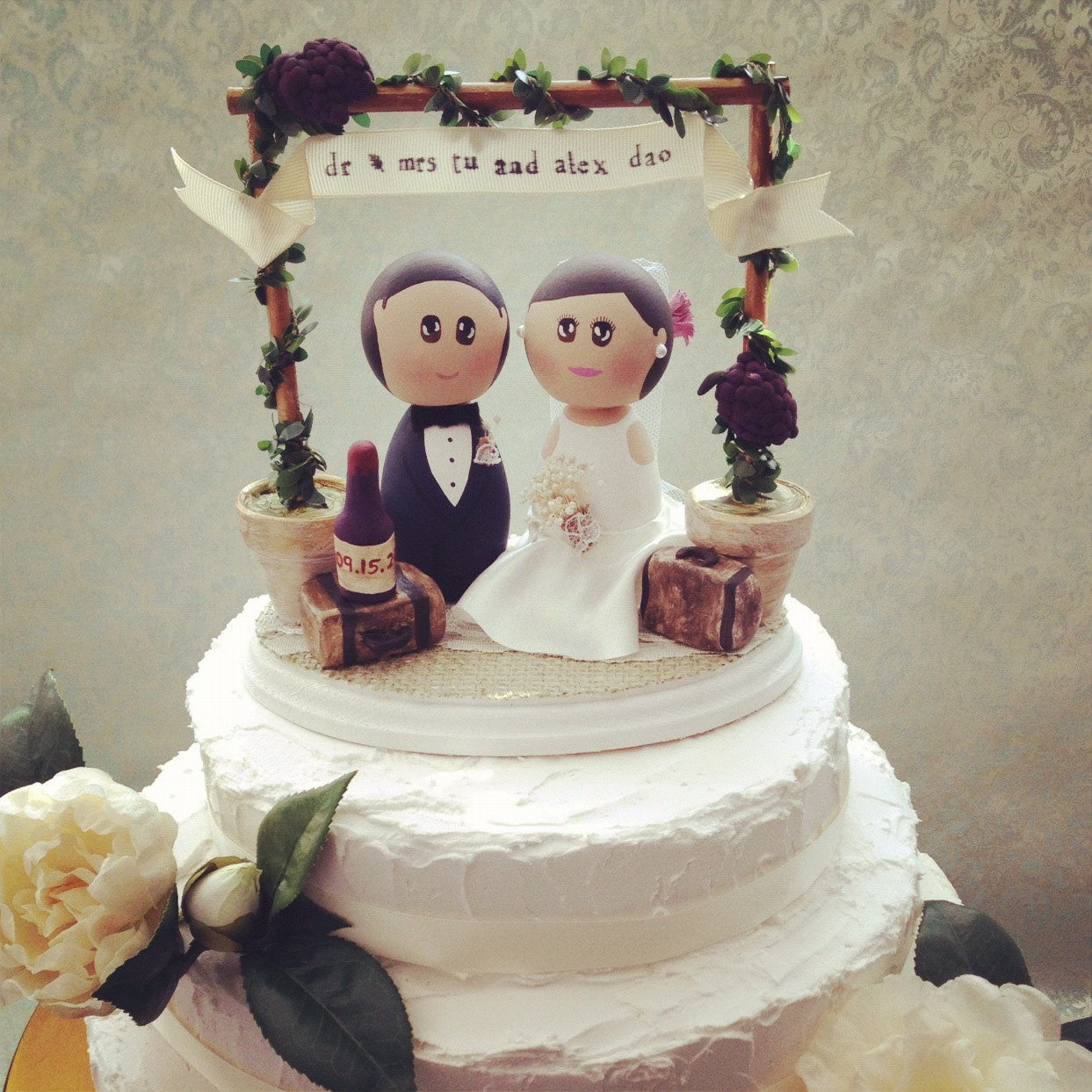 Cake Toppers For Weddings
 Custom Rustic Vintage Winery Wedding Cake Topper Base with