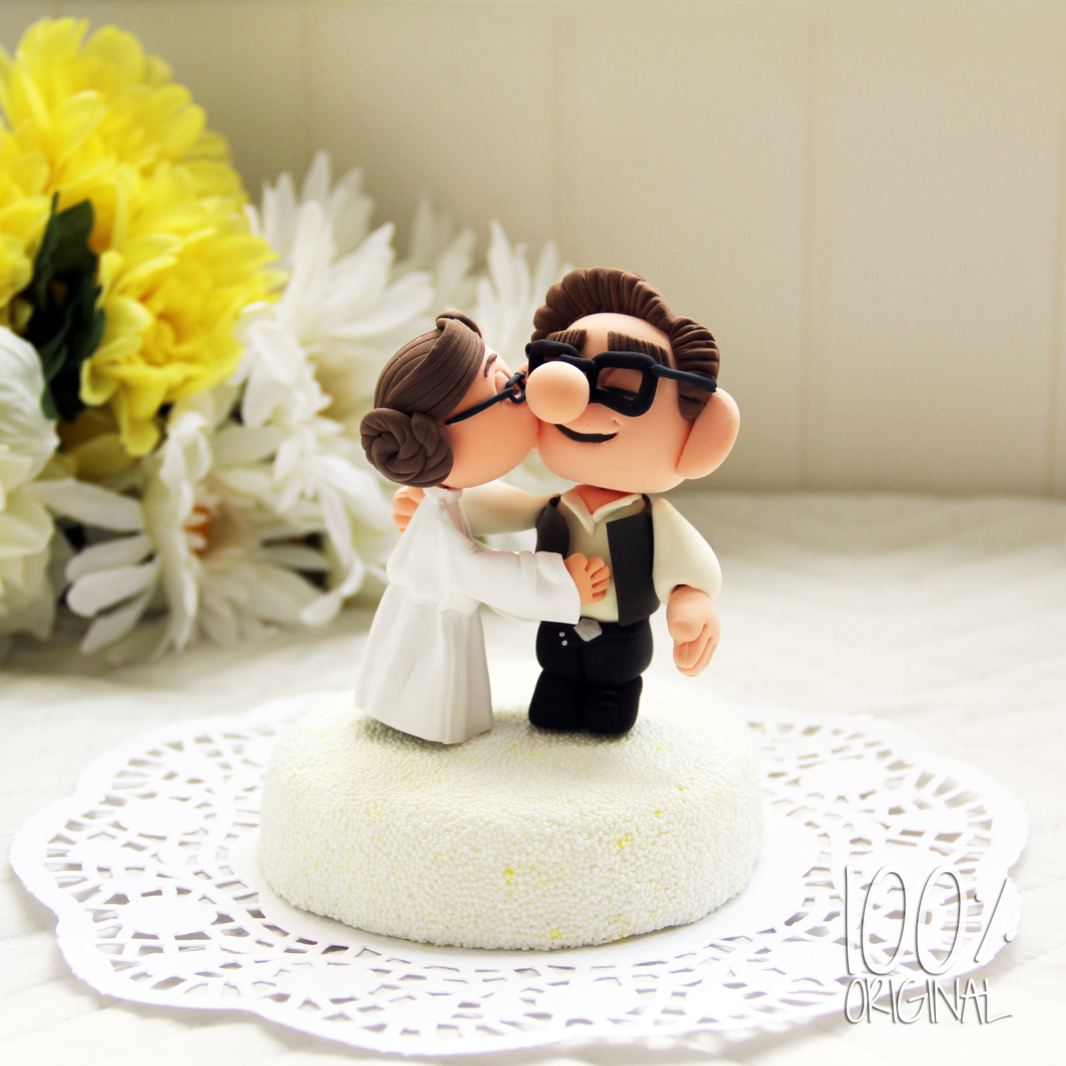 Cake Toppers Wedding
 Custom Wedding Cake Topper Star Wars Kissing Couple UP