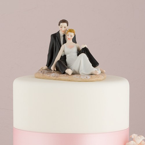 Cake Toppers Wedding
 Romantic Wedding Couple Lounging on the Beach Figurine