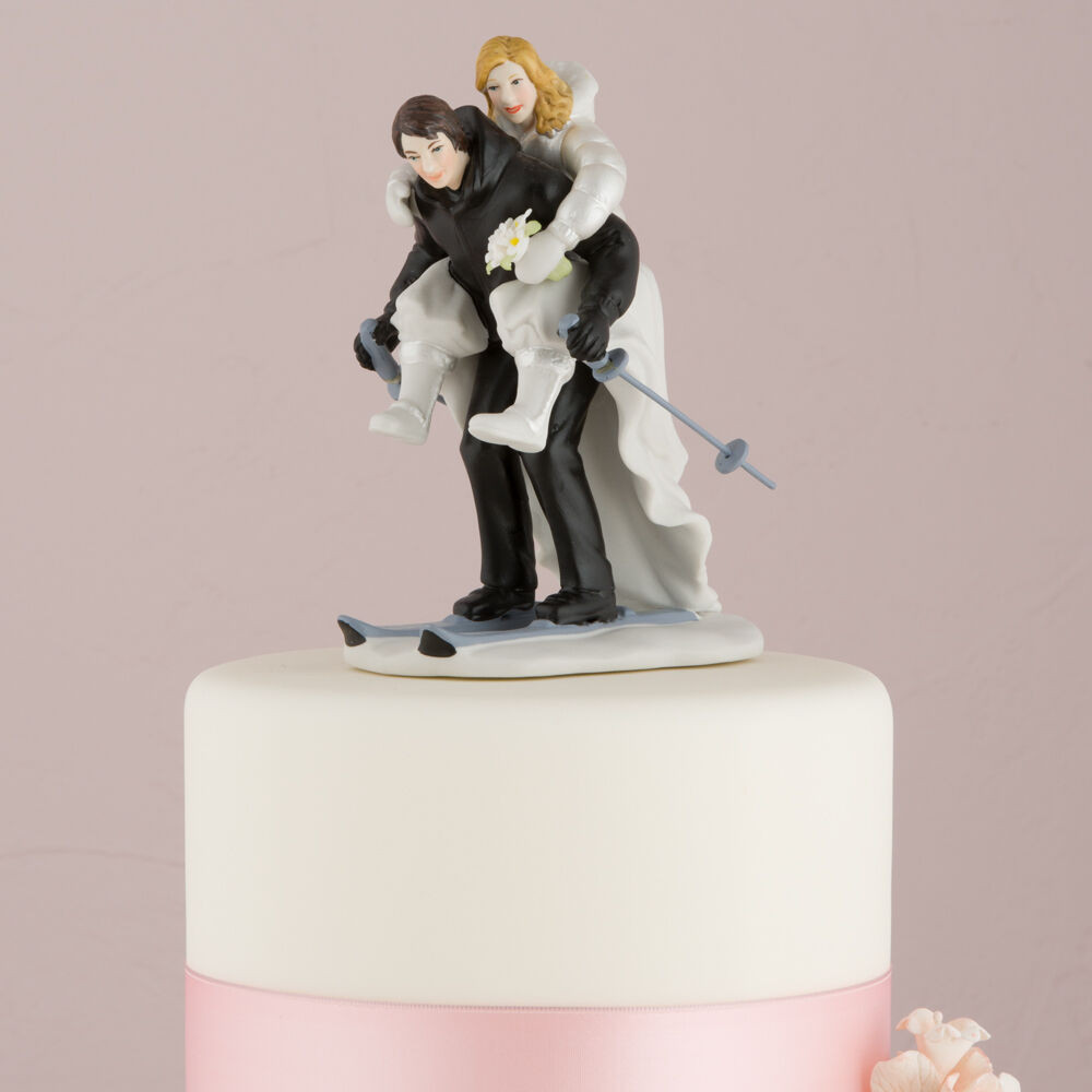Cake Toppers Wedding
 Winter Skiing Wedding Couple Figurine Skis Cake Topper