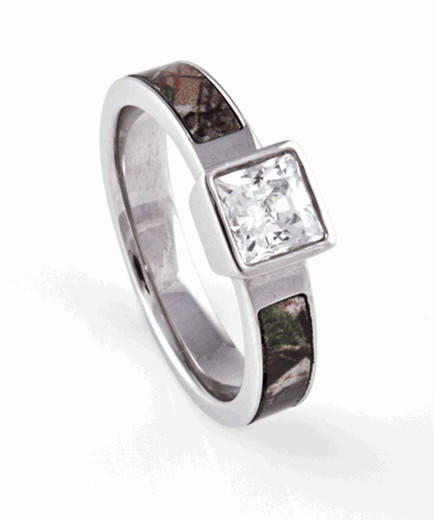 Camo Diamond Wedding Rings
 Women s Cobalt Chrome Square Diamond Camo Ring