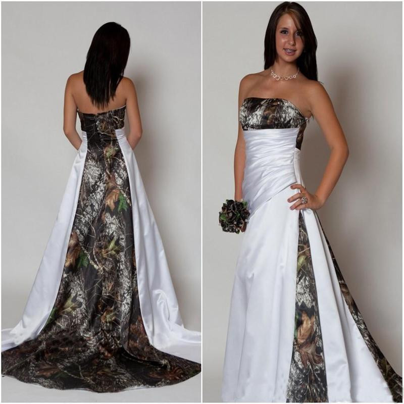Camo Wedding Dresses For Cheap
 New Arrival Strapless Camo Wedding Dress with Pleats