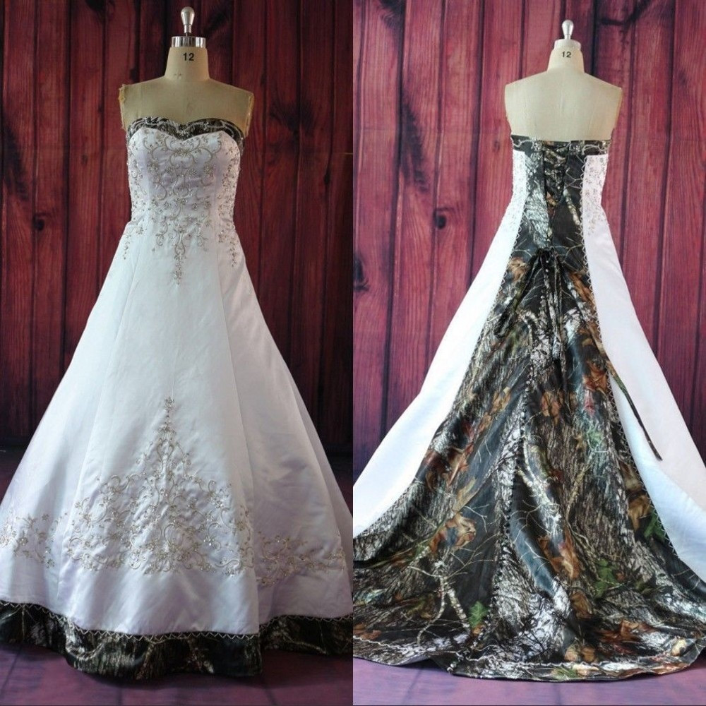 Camo Wedding Dresses For Cheap
 2017 Ball Gown Camo Wedding Dresses Strapless Lace Up