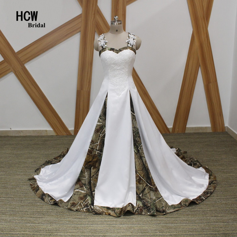 Camo Wedding Dresses For Cheap
 Camouflage Wedding Dress Strapless Appliques Beaded Satin