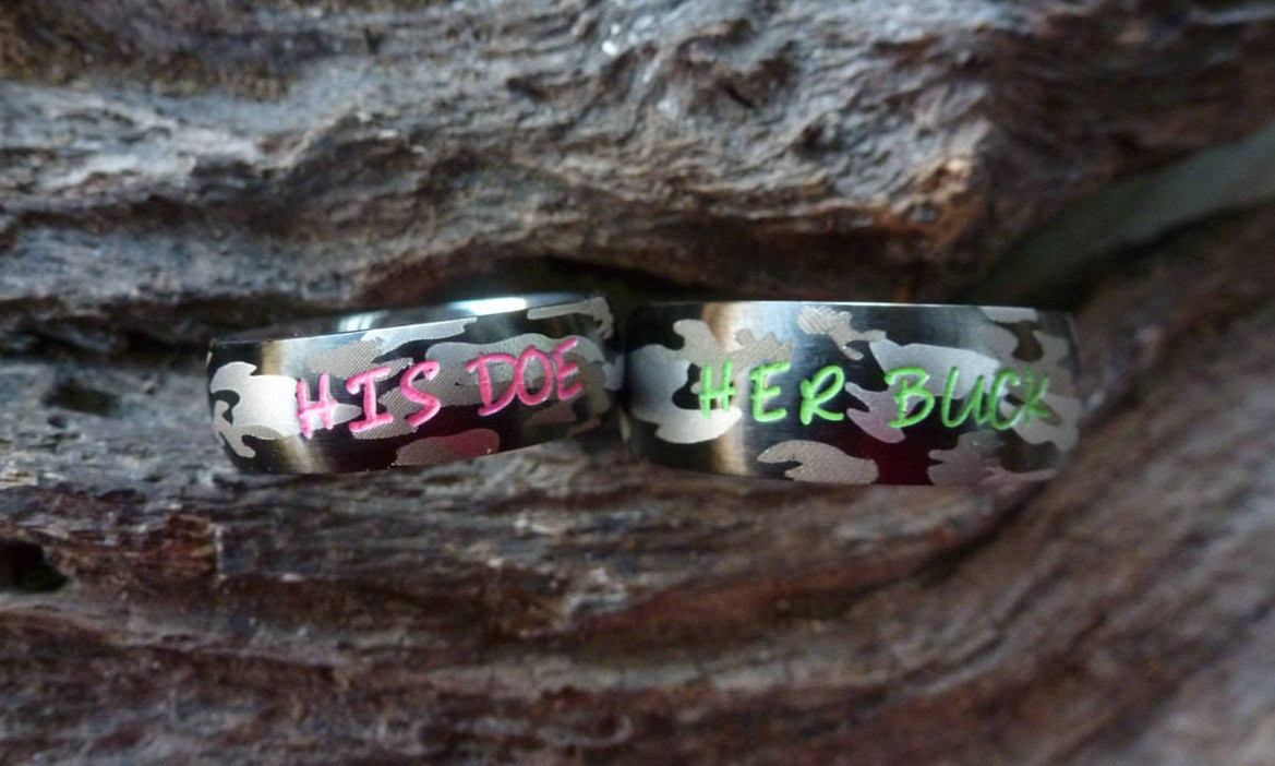 Camo Wedding Ring Sets His And Hers
 Camo Ring set His & Her Camouflage Stainless Steel Rings